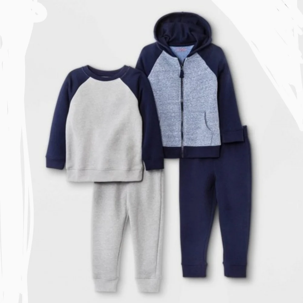 Cat & Jack 4 Pack Sweatshirt with Pull On Jogger Set Size 12 Months - Picture 1 of 2